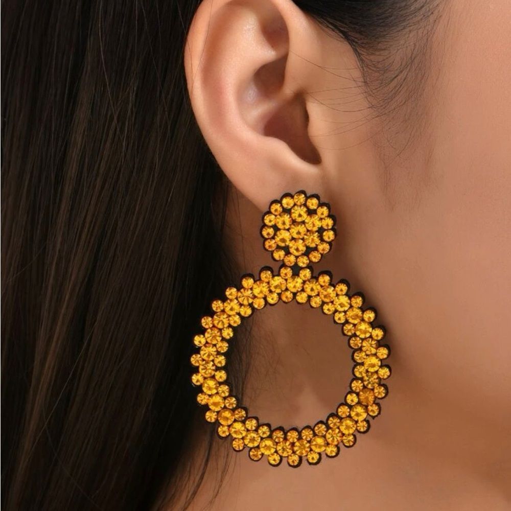 Yellow Stone Earrings- Brand New